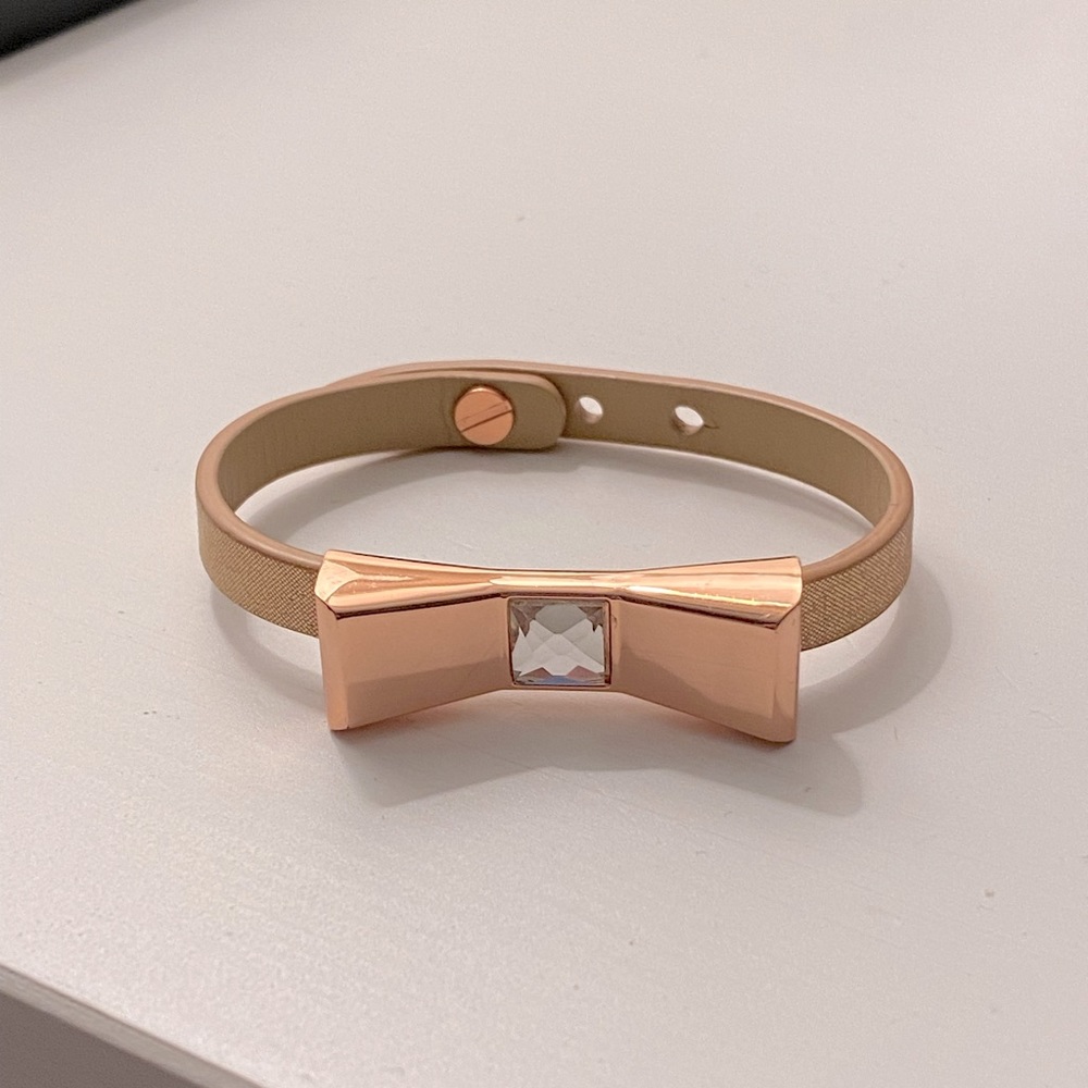 Ted Baker rose gold leather bow bracelet
